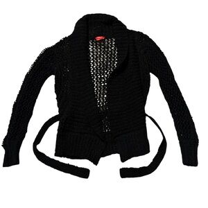 Dorothee Bis Women’s Small Oversized Black Crochet Cardigan